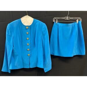 VTG Shomi by Miller Shor 100% Silk Jacket Skirt Set Size 10